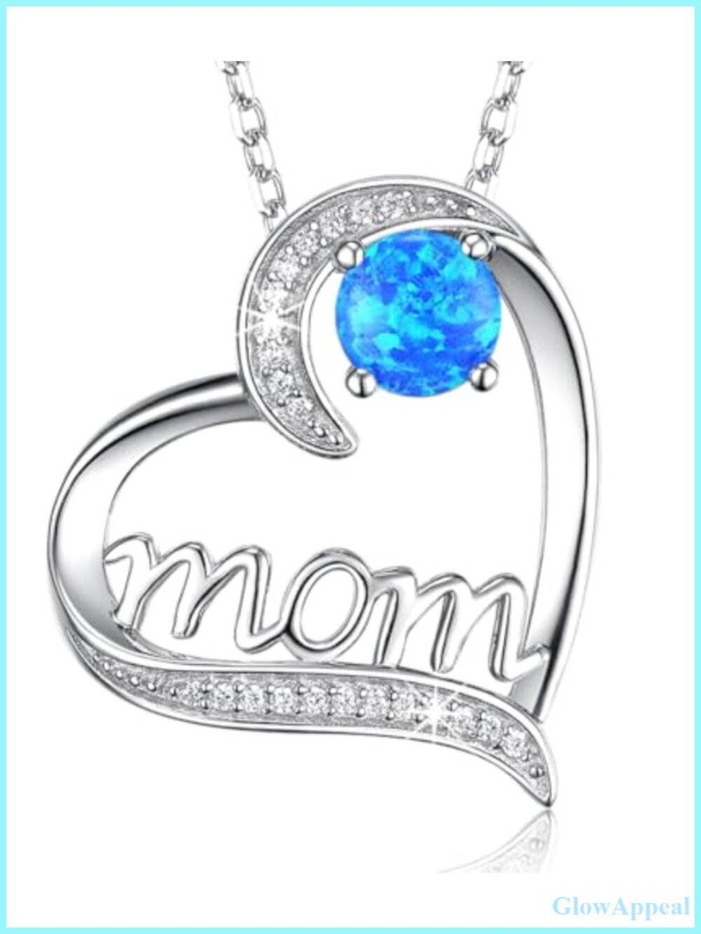 Dorella 925 Sterling Silver Love Heart Pendant Necklace 20in October Birthstone